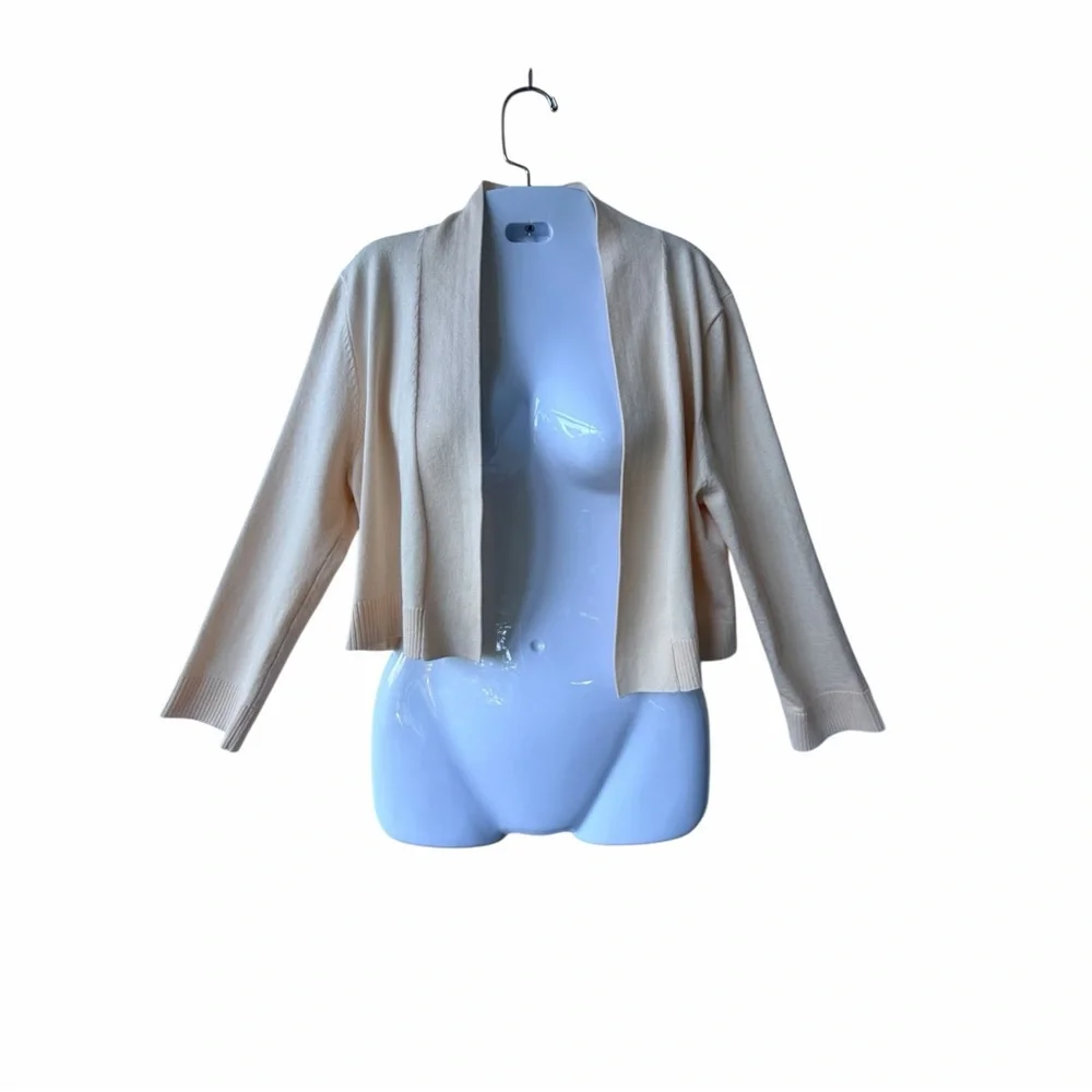 Calvin Klein Cropped Open Front Cardigan Shrug Blush Pink/Pale Peach Size Large
